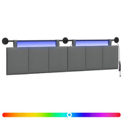 Testiera | Testata sospesa Con luce LED Grigio Scuro Tessuto