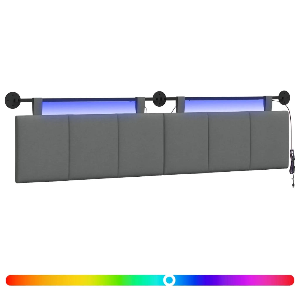 Testiera | Testata sospesa Con luce LED Grigio Scuro Tessuto