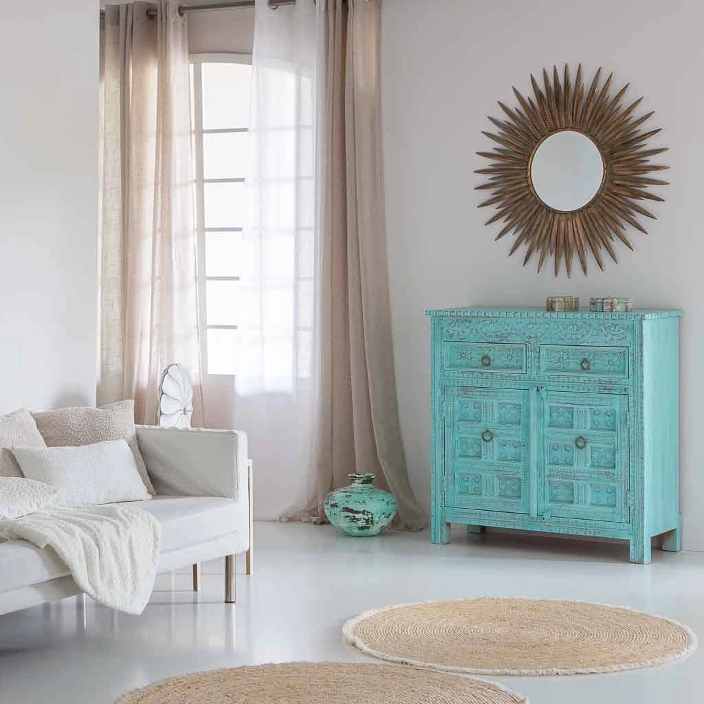 Credenza in legno invecchiato blu 101x41x101h cm