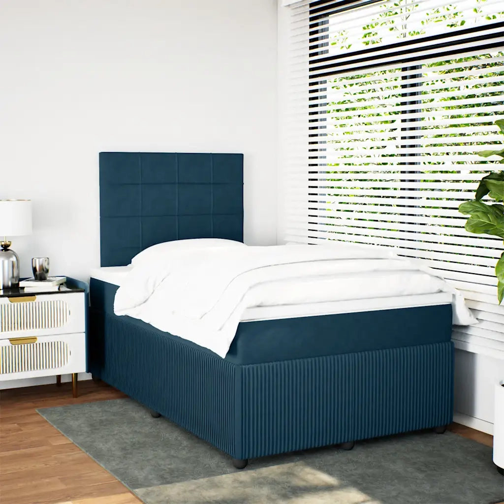 Giroletto a Molle con Materasso Blu 120x200 cm in Velluto 3294614