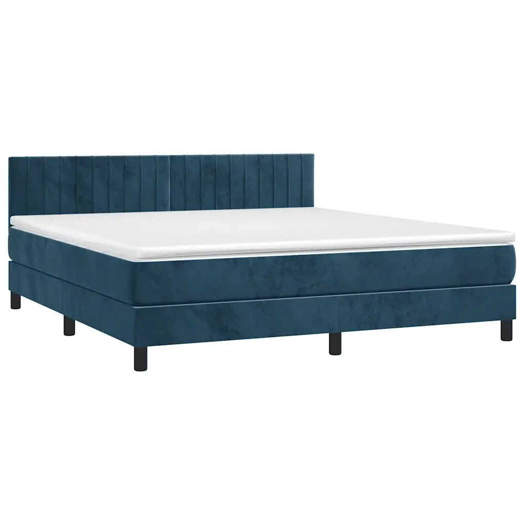Letto a Molle con Materasso e LED Blu Scuro 160x200 cm 3134535