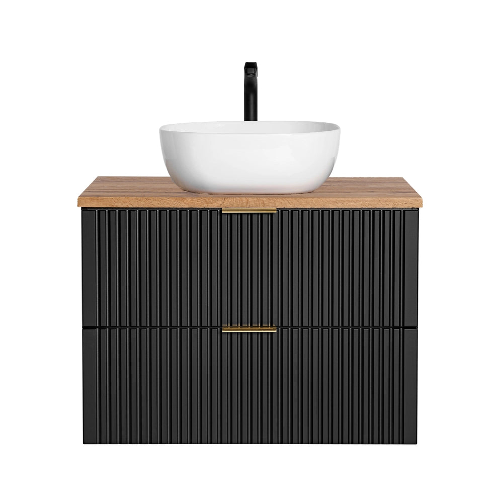 Set mobili bagno 80 cm con lavabo da appoggio Adel Black 80 cm