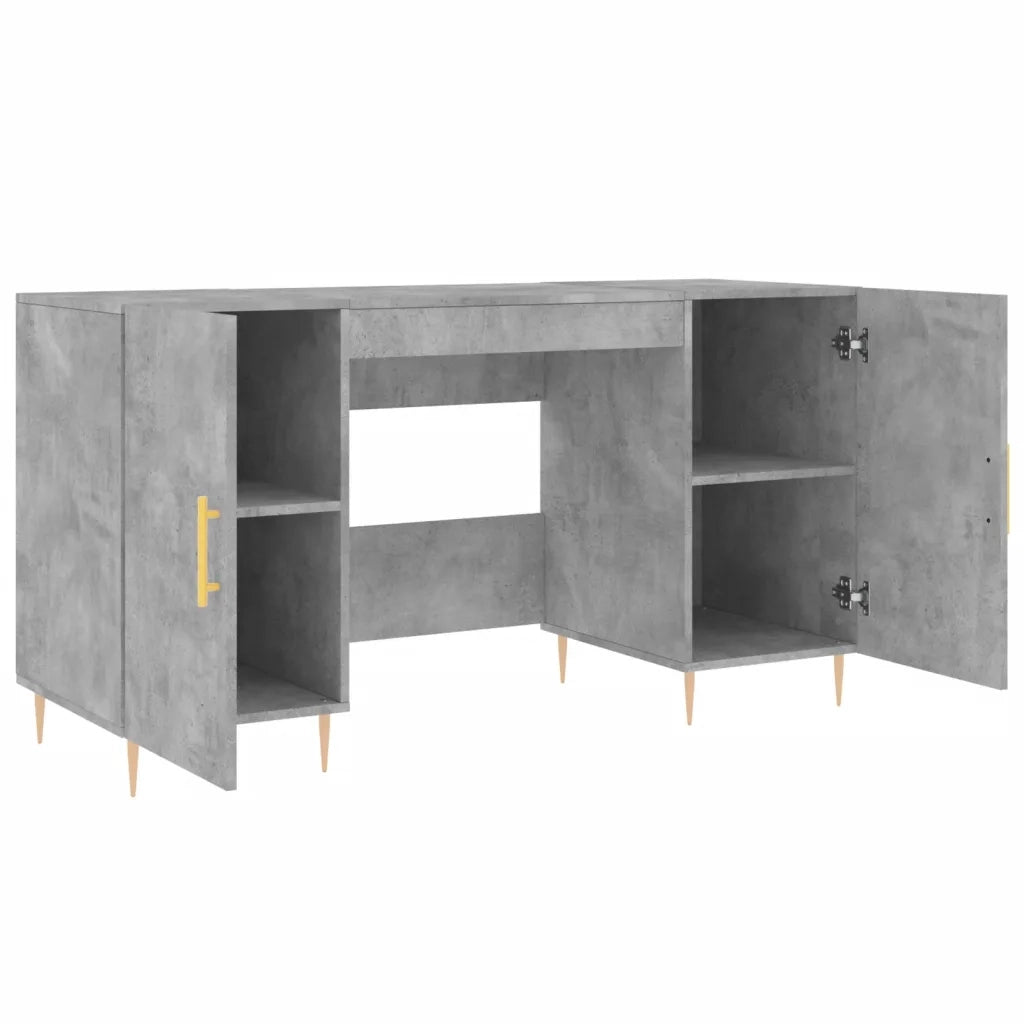 Scrivania | Tavolo da Ufficio Grigio Cemento 140x50x75 cm in Legno Multistrato