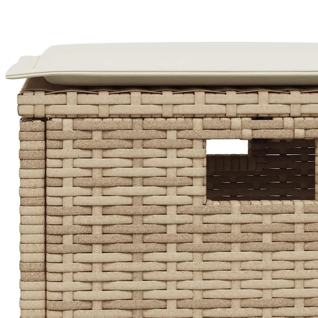 Set Divano da Giardino 6 pz con Cuscini a L Beige in Polyrattan
