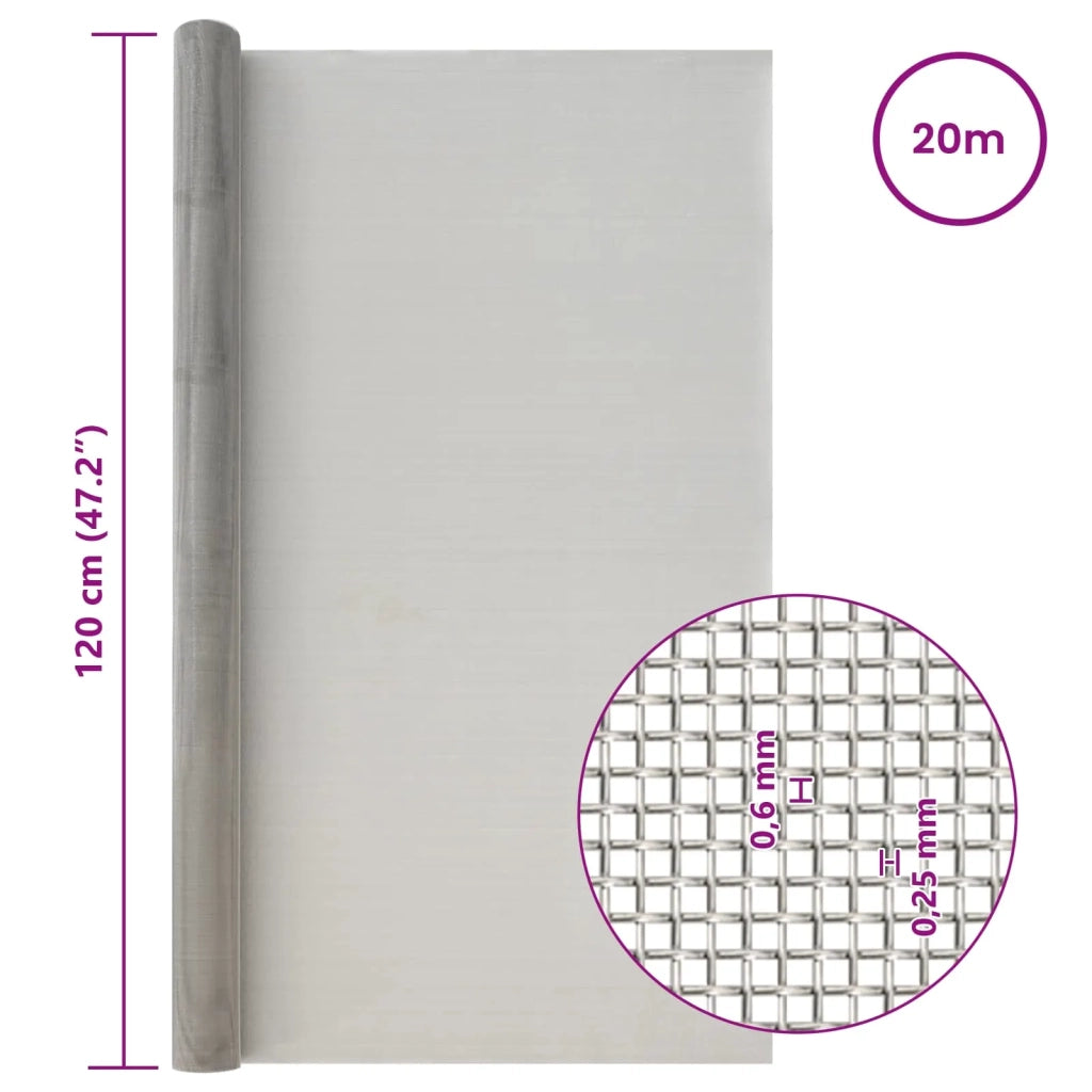 Rete per schermatura 120 x 2000 cm 30 Mesh Argento 42039562