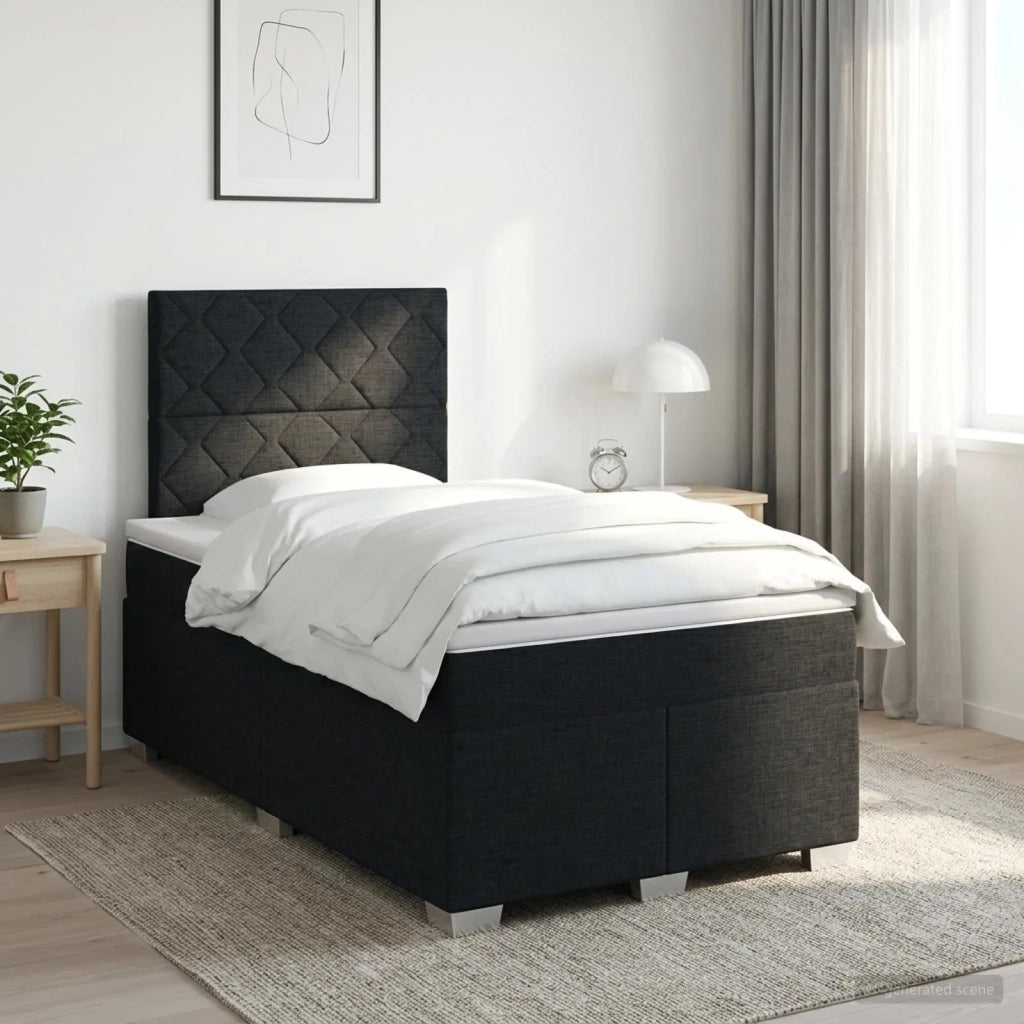 Letto box spring con materasso Nero 120 x 190 cm Tessuto 3453369