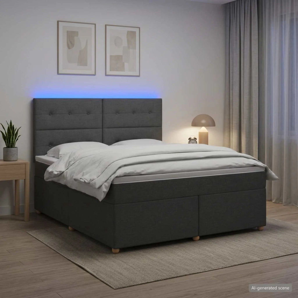 Letto box spring con materasso Grigio Scuro 140 x 190 cm 3455344