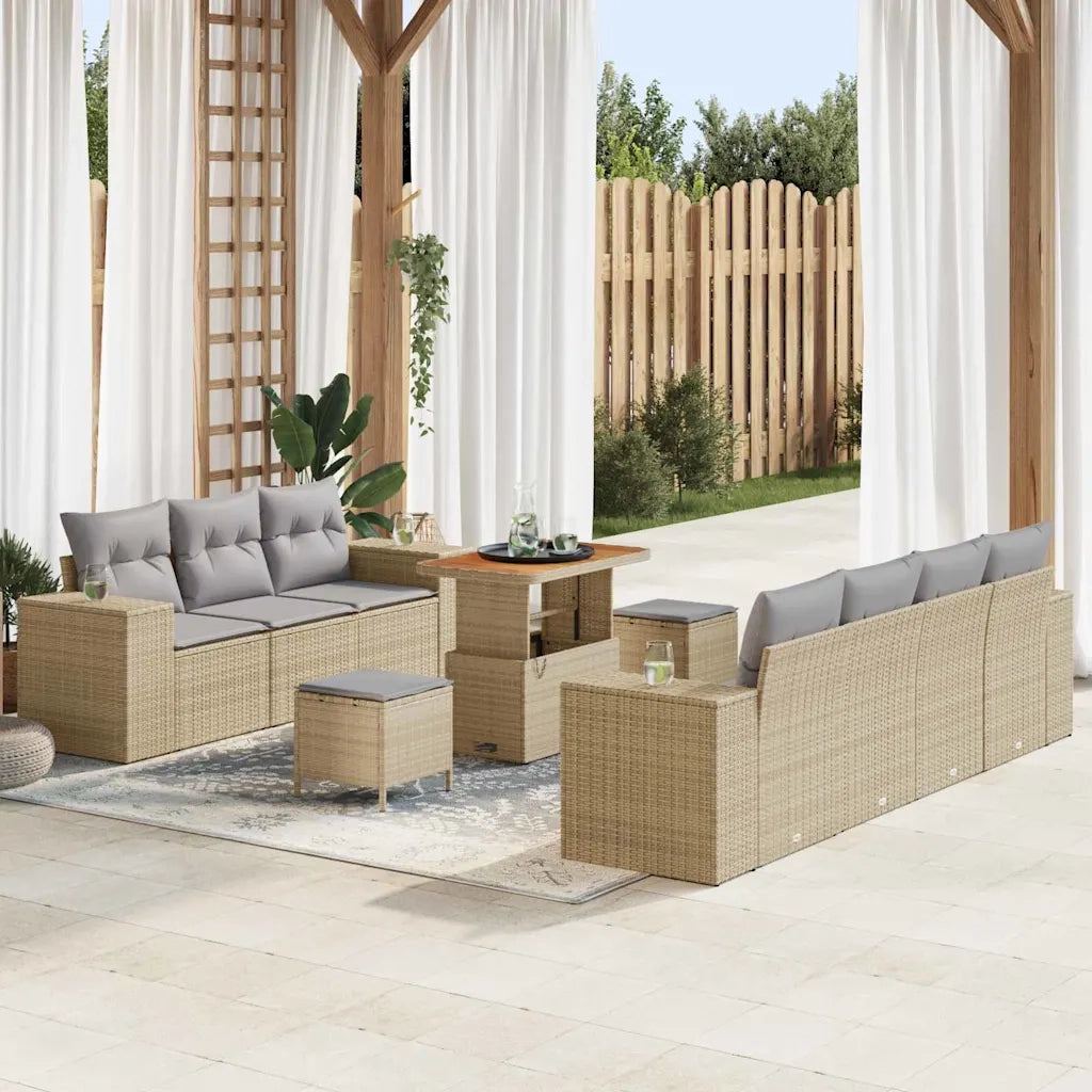Set Divano da Giardino 10 pcs Beige polyrattan 3361972