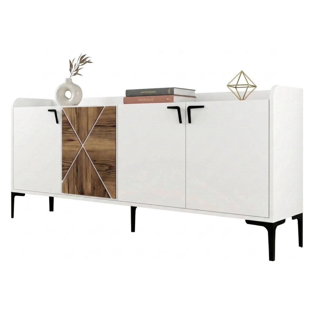 Madia Elini, Credenza 2 Ripiani, 180x35x78h cm Bianco