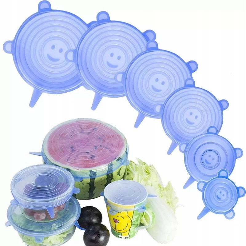 Set di Coperchi Universali in Silicone – 6 Pezzi | Resistente a Temperature Estreme | Adatto per Microonde e Congelatore