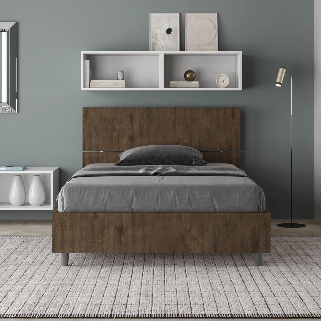BS COM Letto una piazza e mezza con rete 120x200 testata inclinata noce