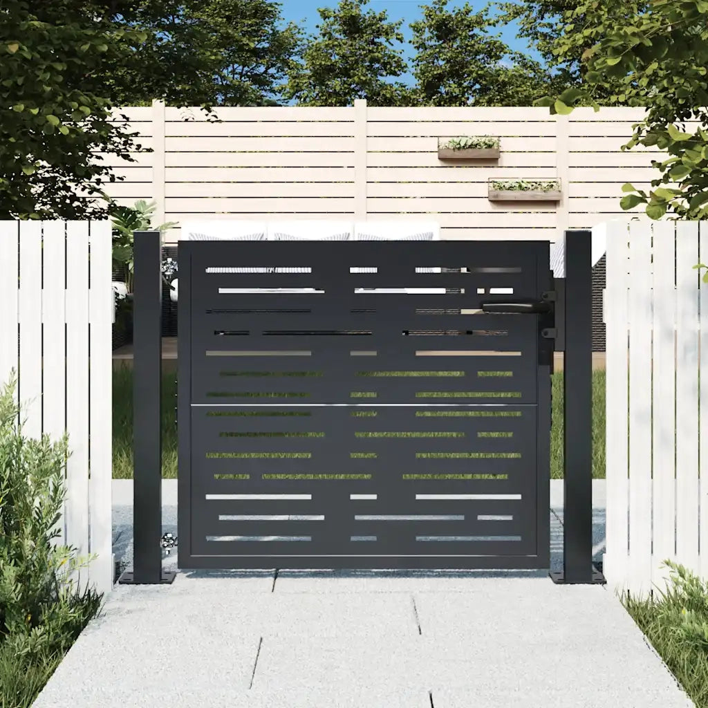 Cancello da giardino antracite 100x100 cm in acciaio design quadrato 153191
