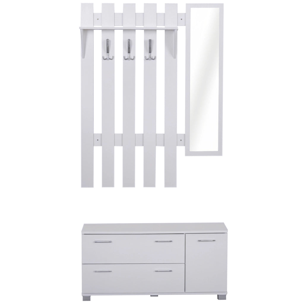 Mobile ingresso con specchio appendiabiti e scarpiera ¨C Minimal ¨C bianco