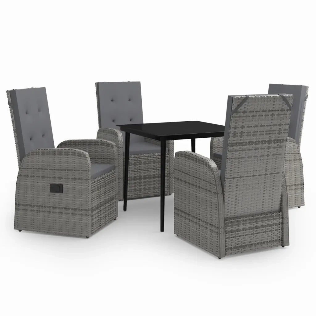Set da Pranzo da Giardino 5 pz con Cuscini Grigio 3099486