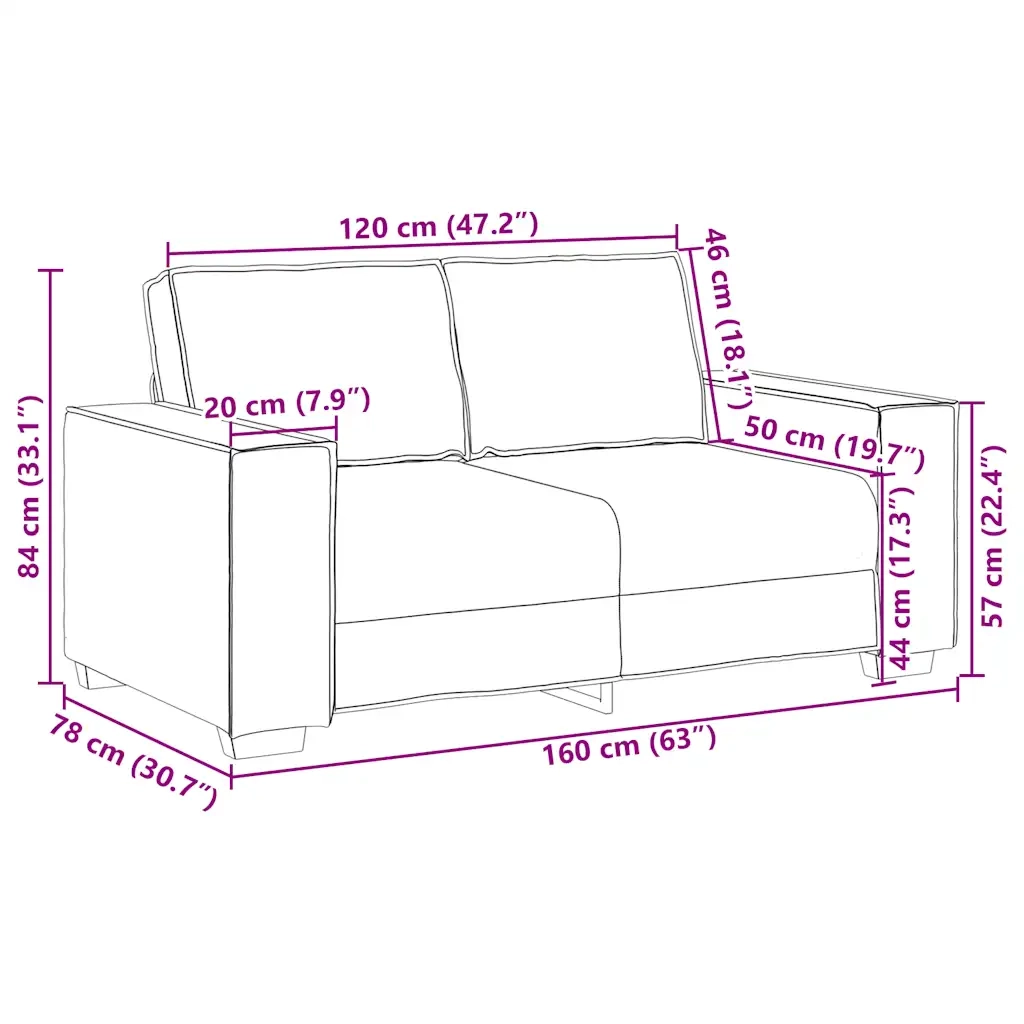 Divano a 2 posti Marrone 160x78x84 cm Tessuto 4104974