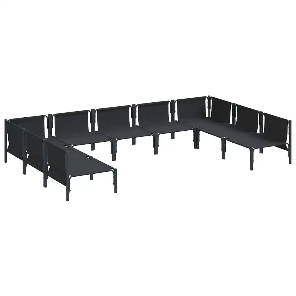 Set Divano da Giardino con cuscino 9 pcs Nero Acciaio
