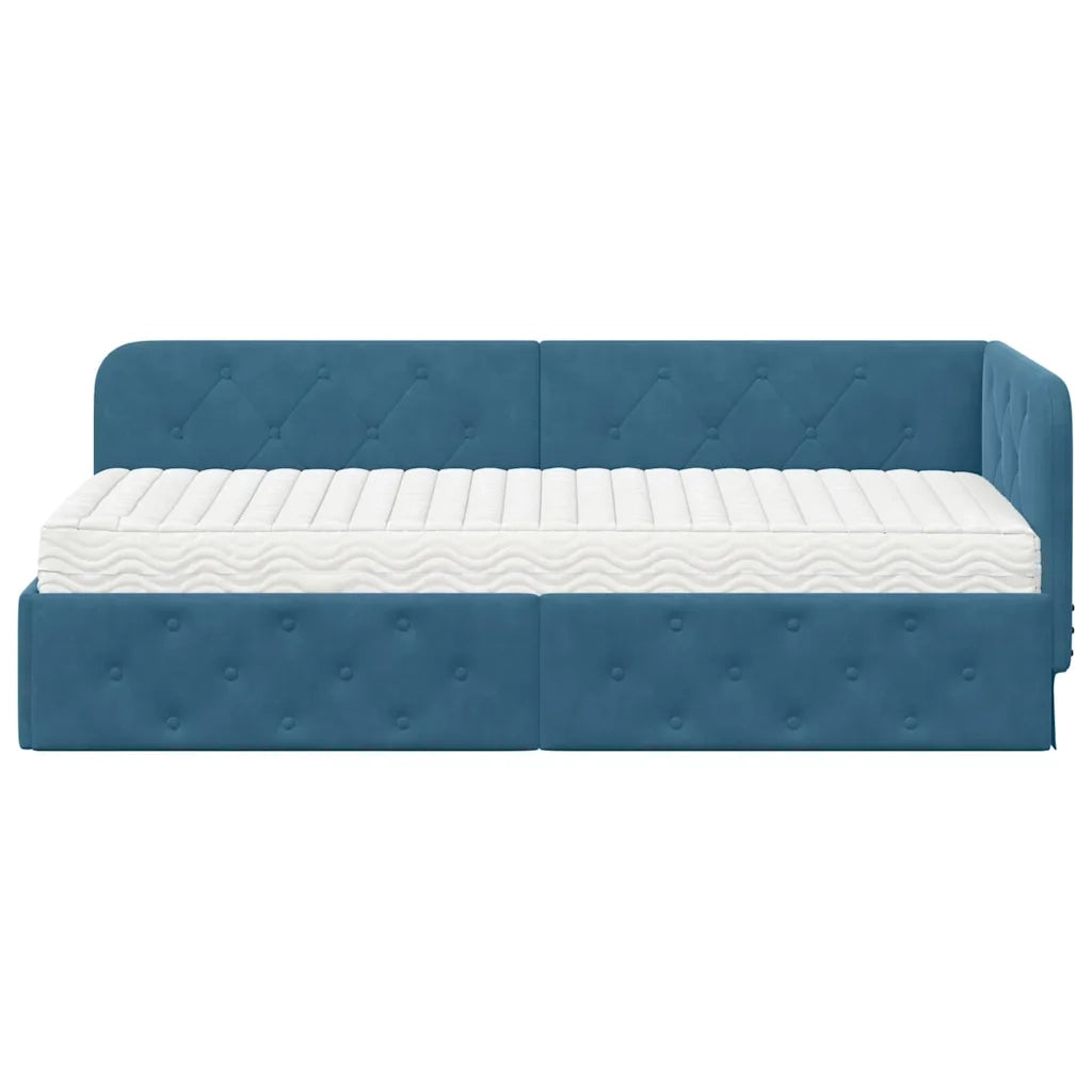 Cornice del letto ad angolo Blu 80 x 200 cm Velluto 3394061