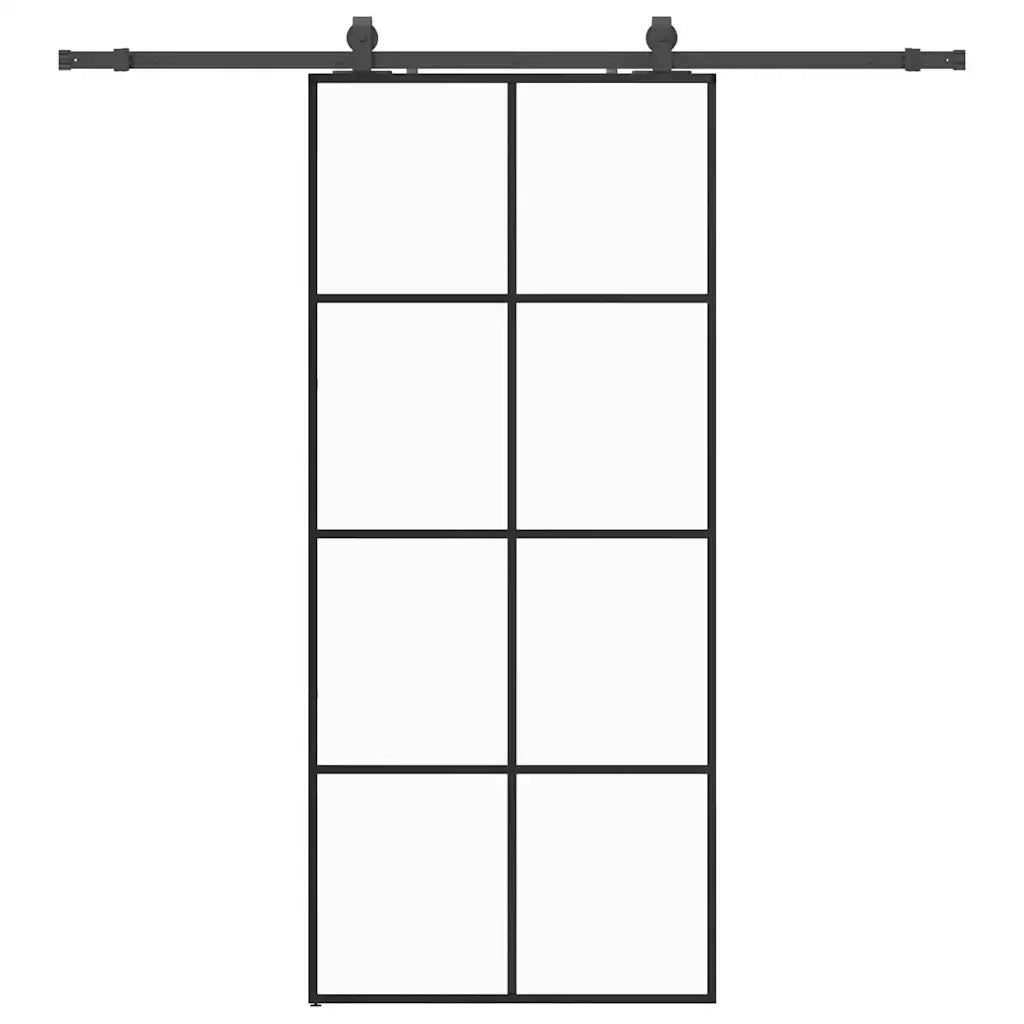 Porta Scorrevole con Ferramenta Nera 90x205 cm in Vetro ESG 3375864