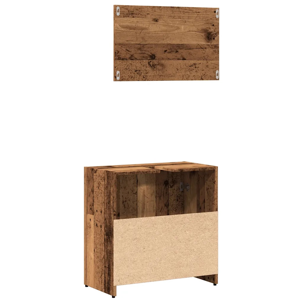 Mobile da Bagno | Armadio da bagno con Specchio in Legno Antico Legno Multistrato