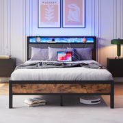letto in mdf e metallo marrone antico 140 x 200 cm