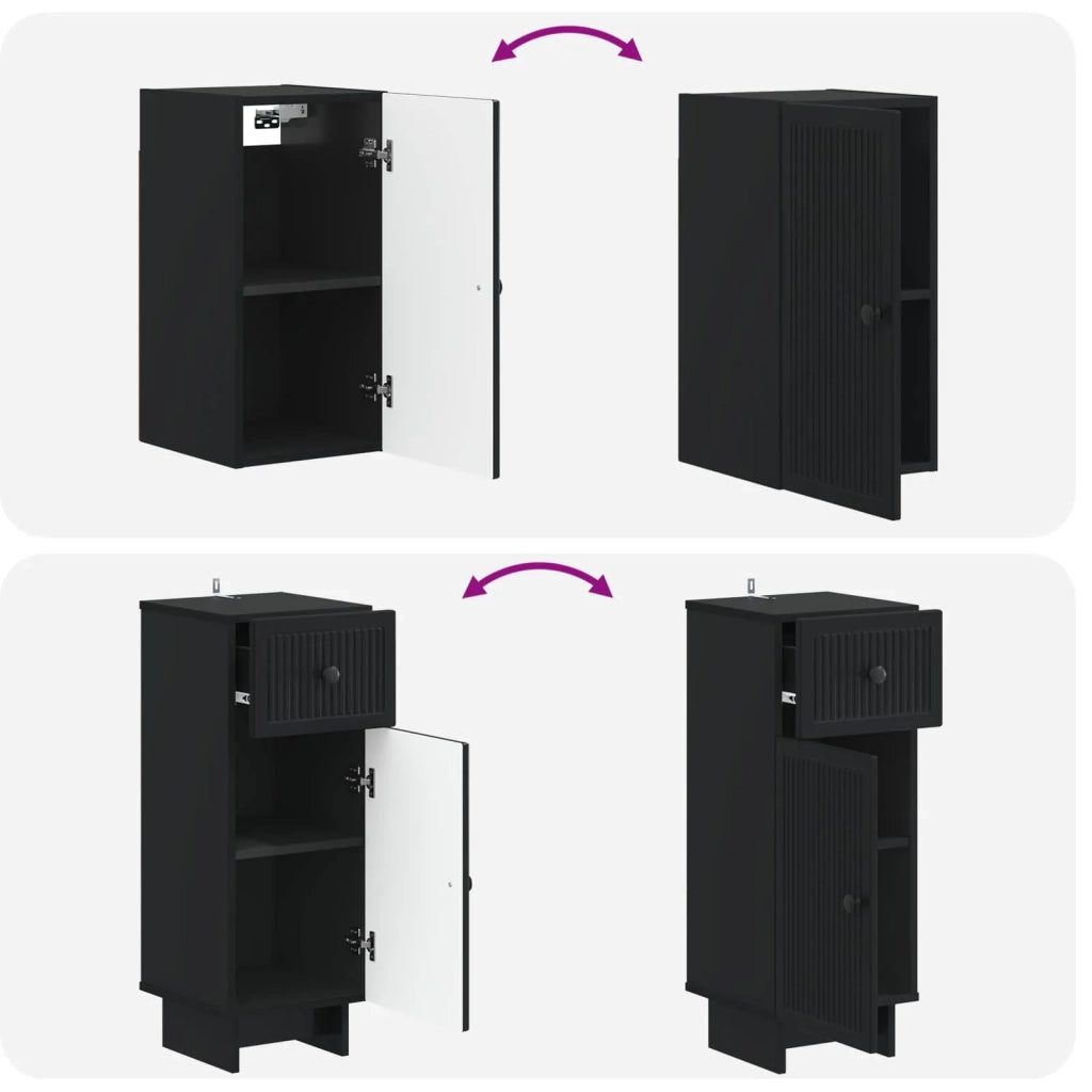 Set di Mobili da Bagno da 4 Pezzi EDE Nero Legno ingegnerizzato 3417901