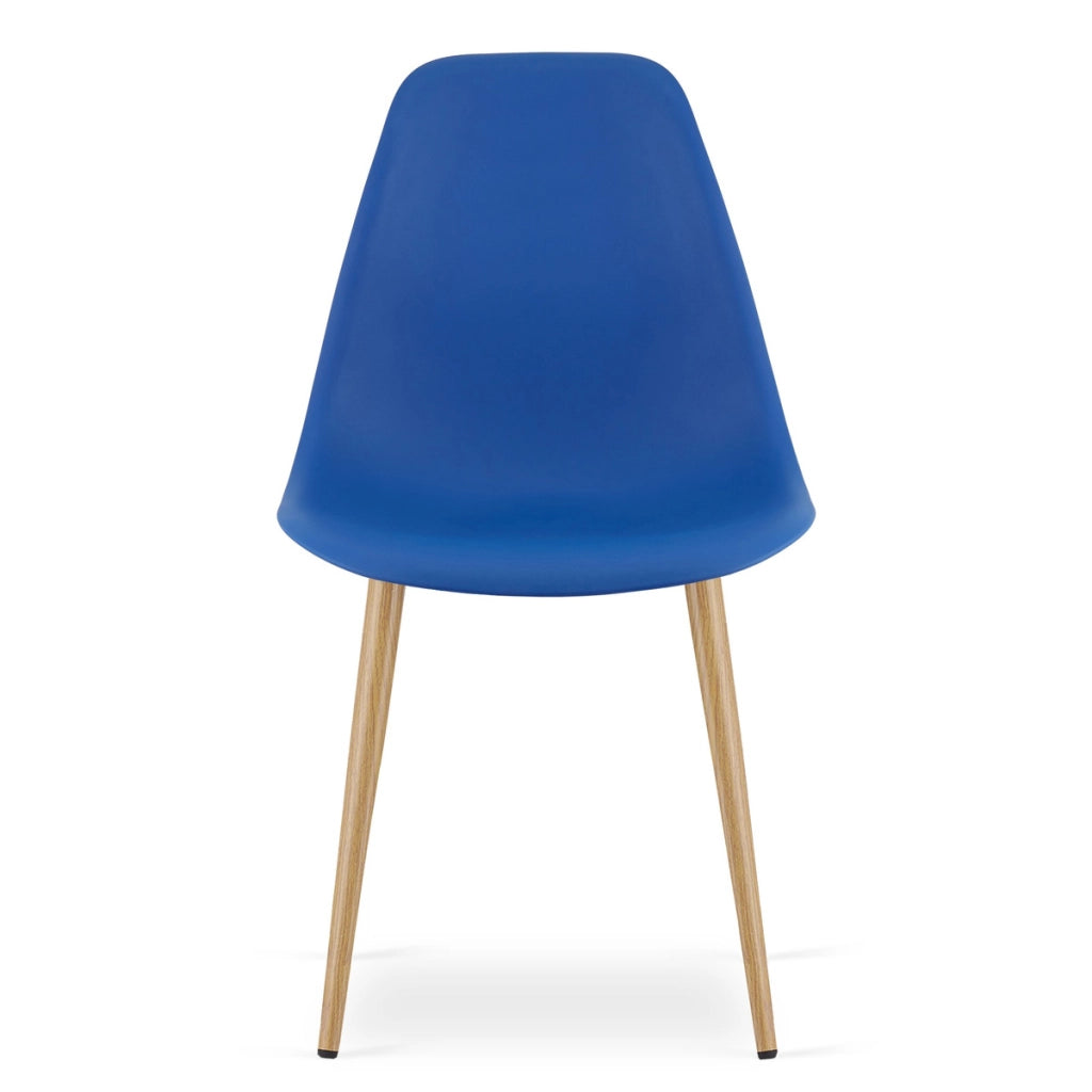 Set di 2 sedie moderne WAT blu con gambe effetto legno