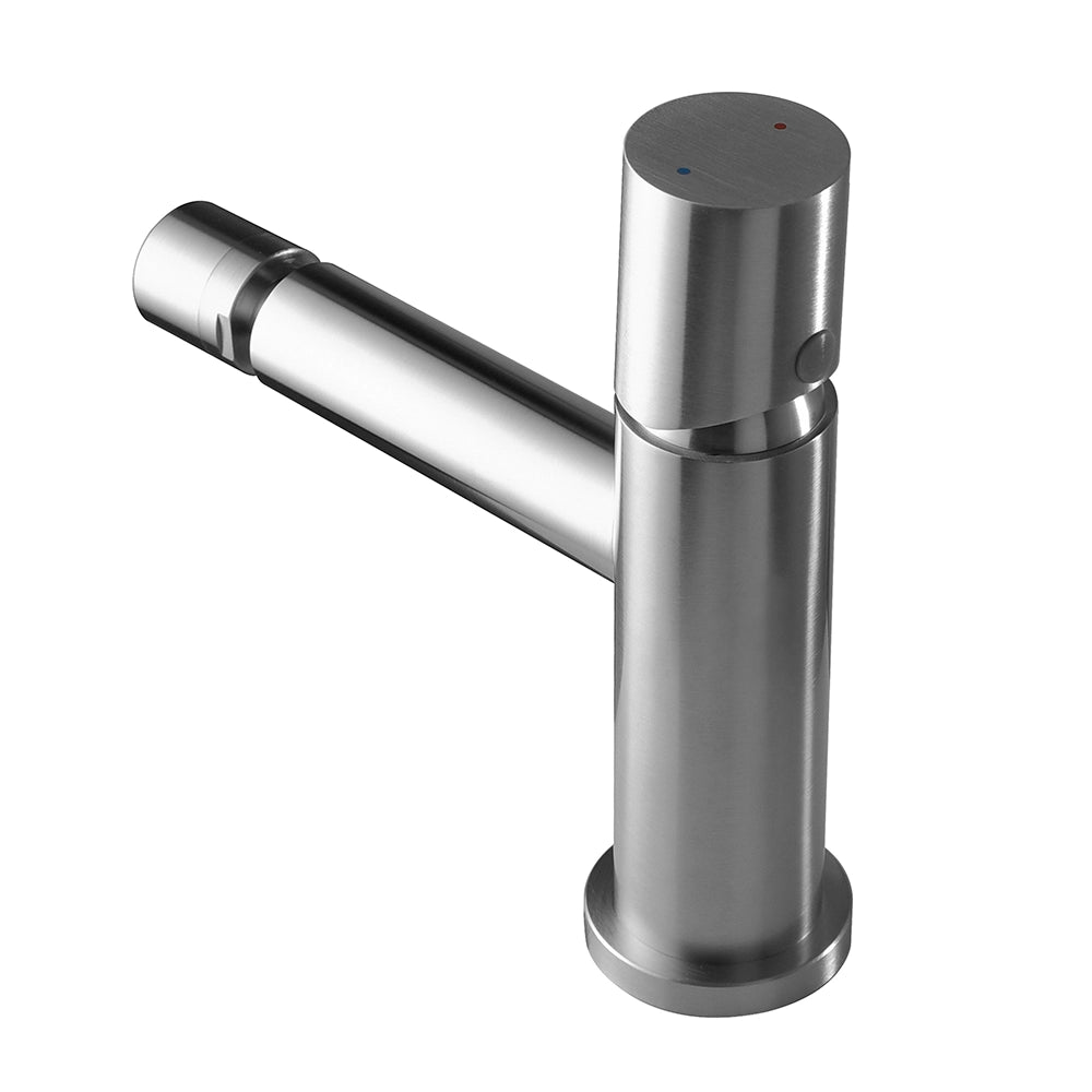 Set miscelatori lavabo a muro e bidet satinato senza leva Gemini