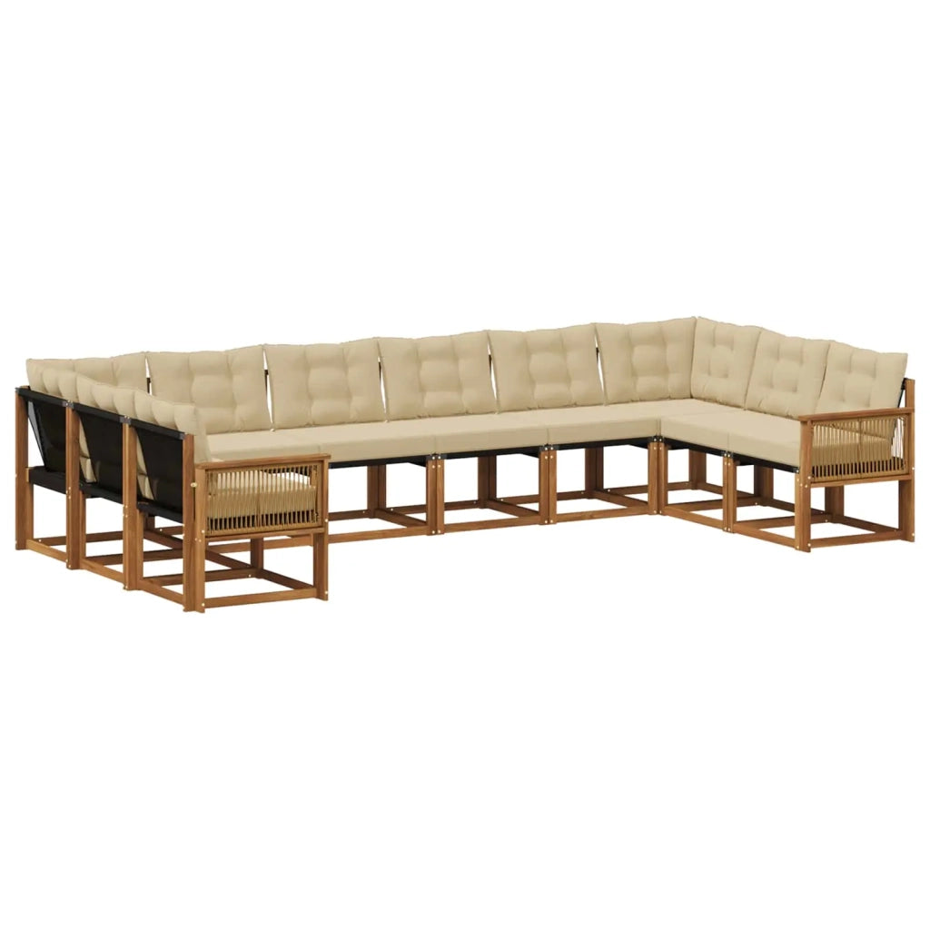 Set di divani da esterno con cuscino 10 pcs Naturale e Beige 3382245