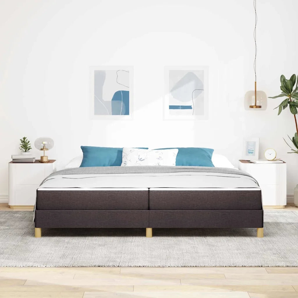 Letto a molle con materasso Marrone Scuro 200 x 200 cm Tessuto