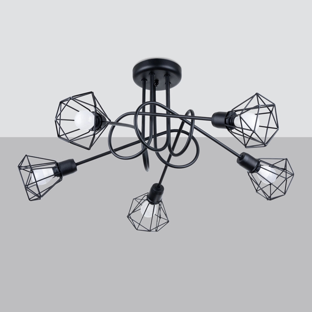 Lampada da parete Artemis Powder Blue 5x E14 LED Max 10W Acciaio nero
