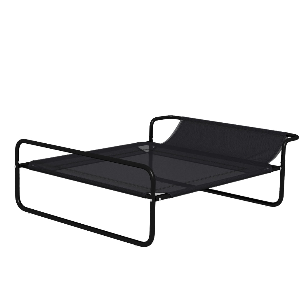 Lettino Brandina per Cani Piccoli e Medi 91x69x29 cm Rialzato con Poggiatesta da Esterno in Tessuto a Rete Nero