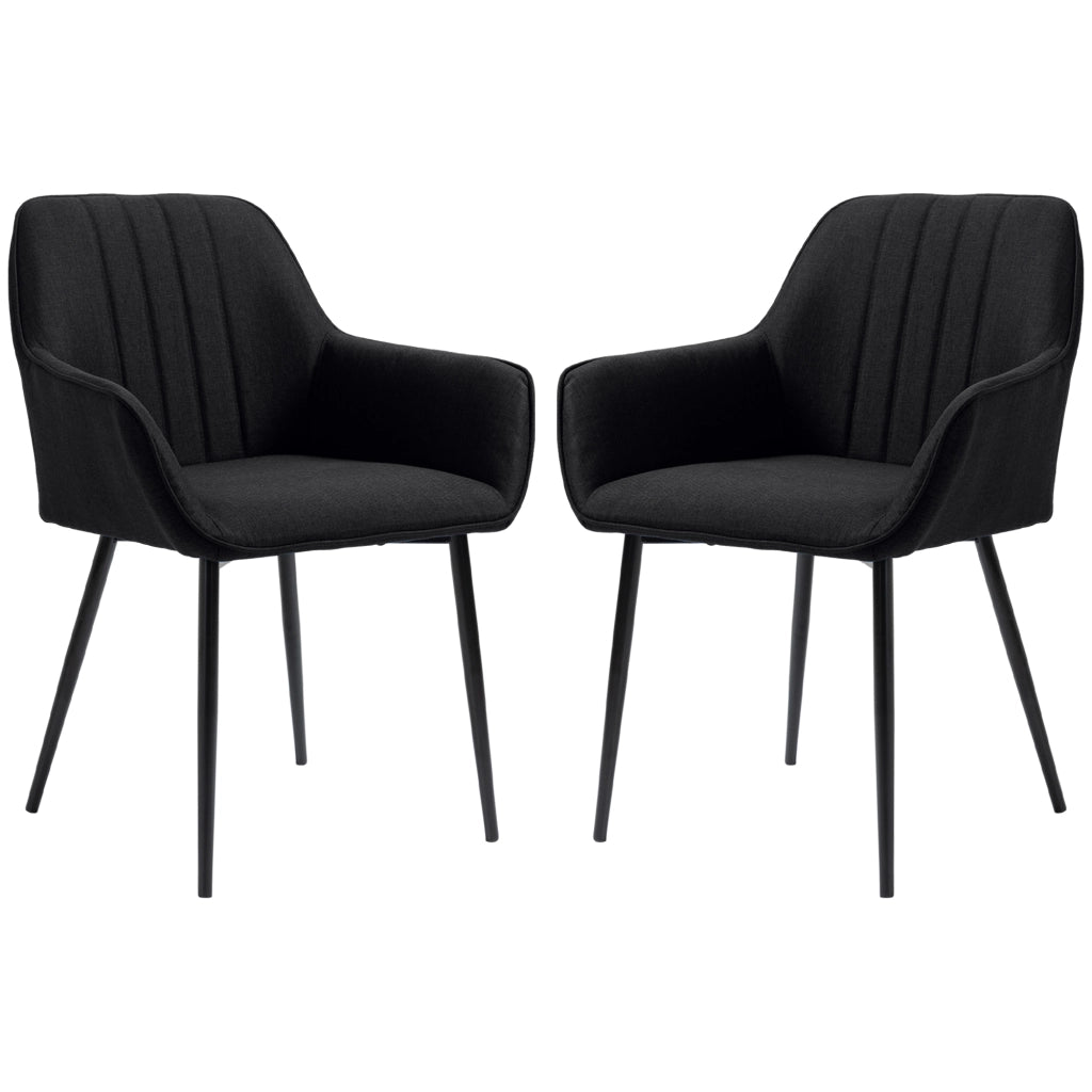 Sedia da Pranzo Design Scandinavo ¨C Minimal ¨C Nero, Metallico, Set 2 Pezzi