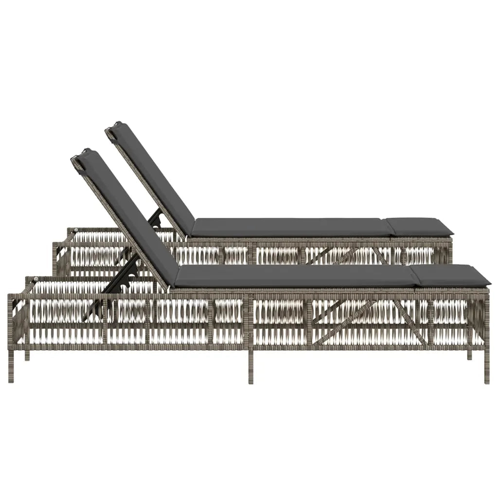 Lettini Prendisole 2 pz con Cuscini Grigio in Polyrattan 3261598