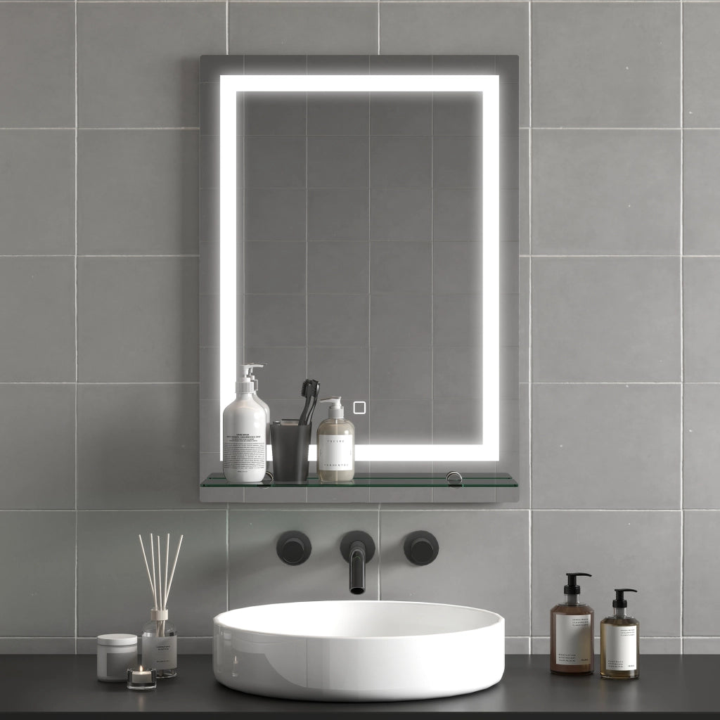 Specchio LED per Bagno con Ripiano Integrato ¨C Zephmum ¨C Bianco 60x30x15
