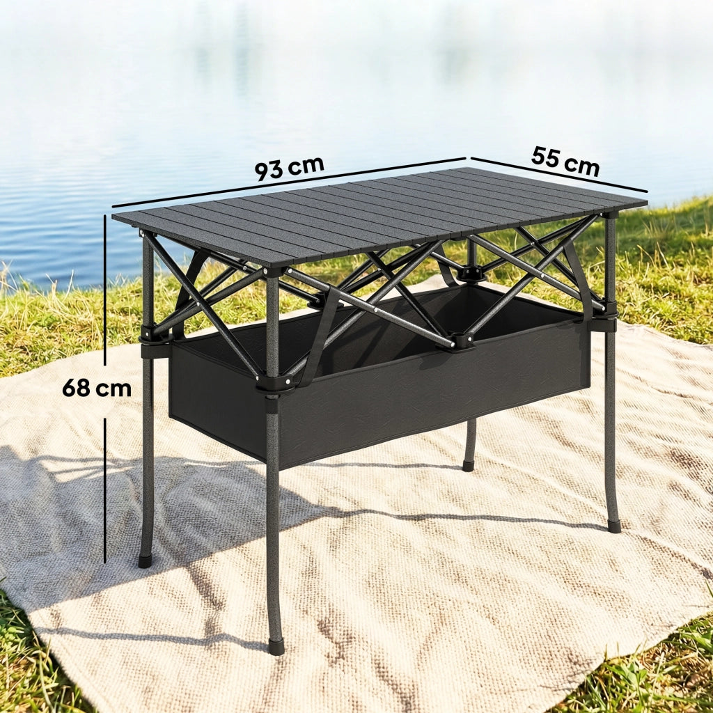 Tavolo pieghevole da giardino con rete e borsa ¨C zephmum ¨C Nero