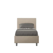 Letto singolo senza rete imbottito 80x210 similpelle tortora Adele