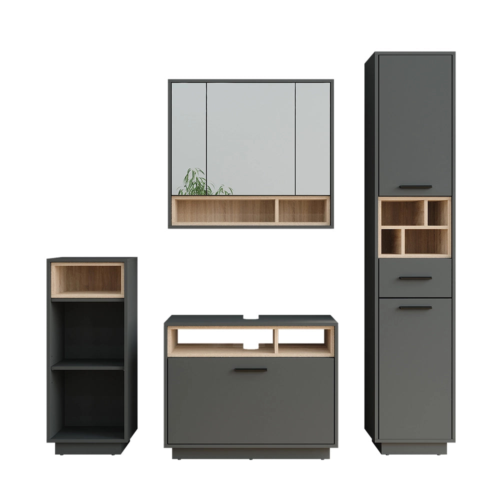 Vicco Set di mobili da bagno Antracite/Sonoma Set 4