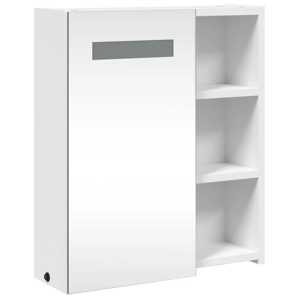 Armadietto Bagno con Specchio e LED Bianco 45x13x52 cm 357965