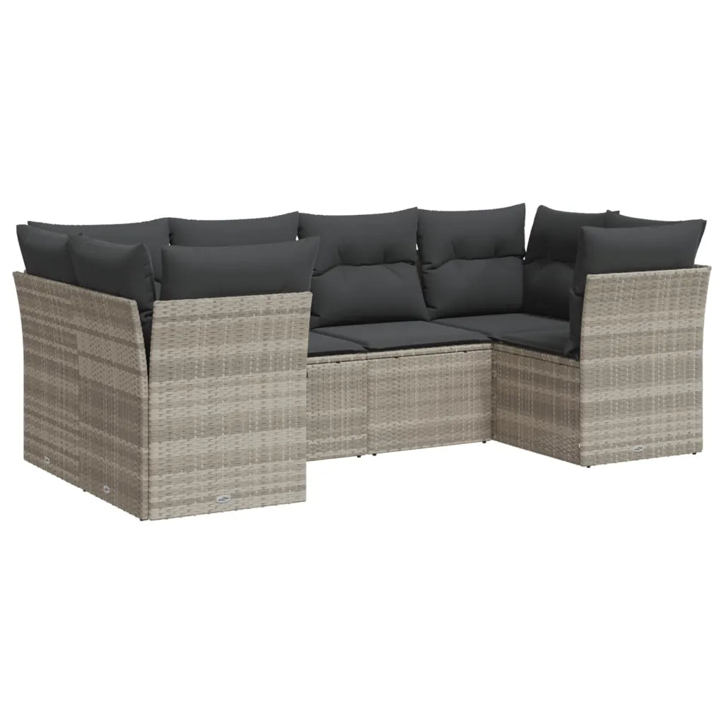 Set Divano da Giardino 6pz con Cuscini Grigio Chiaro Polyrattan 3218112