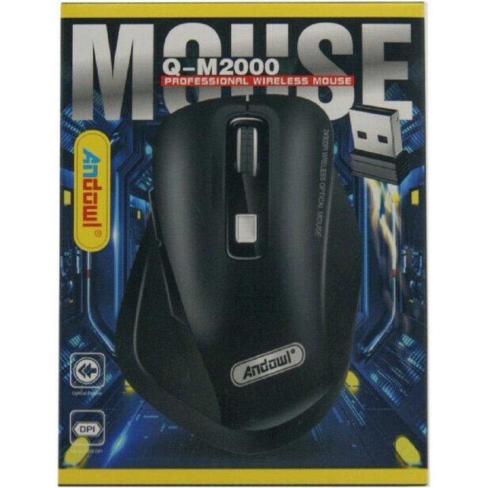 Trade Shop - Mouse Wireless Ottico Professionale Ergonomico 2400dpi Dongle Usb Per Pc Q-m2000 -