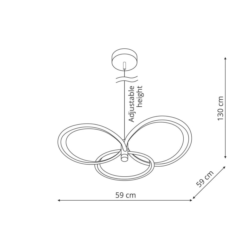 Lampada a sospensione moderna oro 3 anelli LED 30W