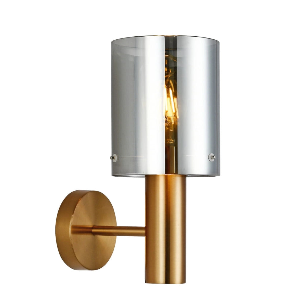 Applique Italux Sardo moderna ottone vetro fumé E27