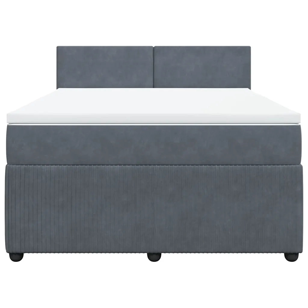 Giroletto a Molle con Materasso Grigio Scuro 160x200 cm Velluto 3290077
