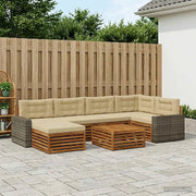 Set di divani da esterno con cuscino 7 pcs Naturale e Beige 3383611