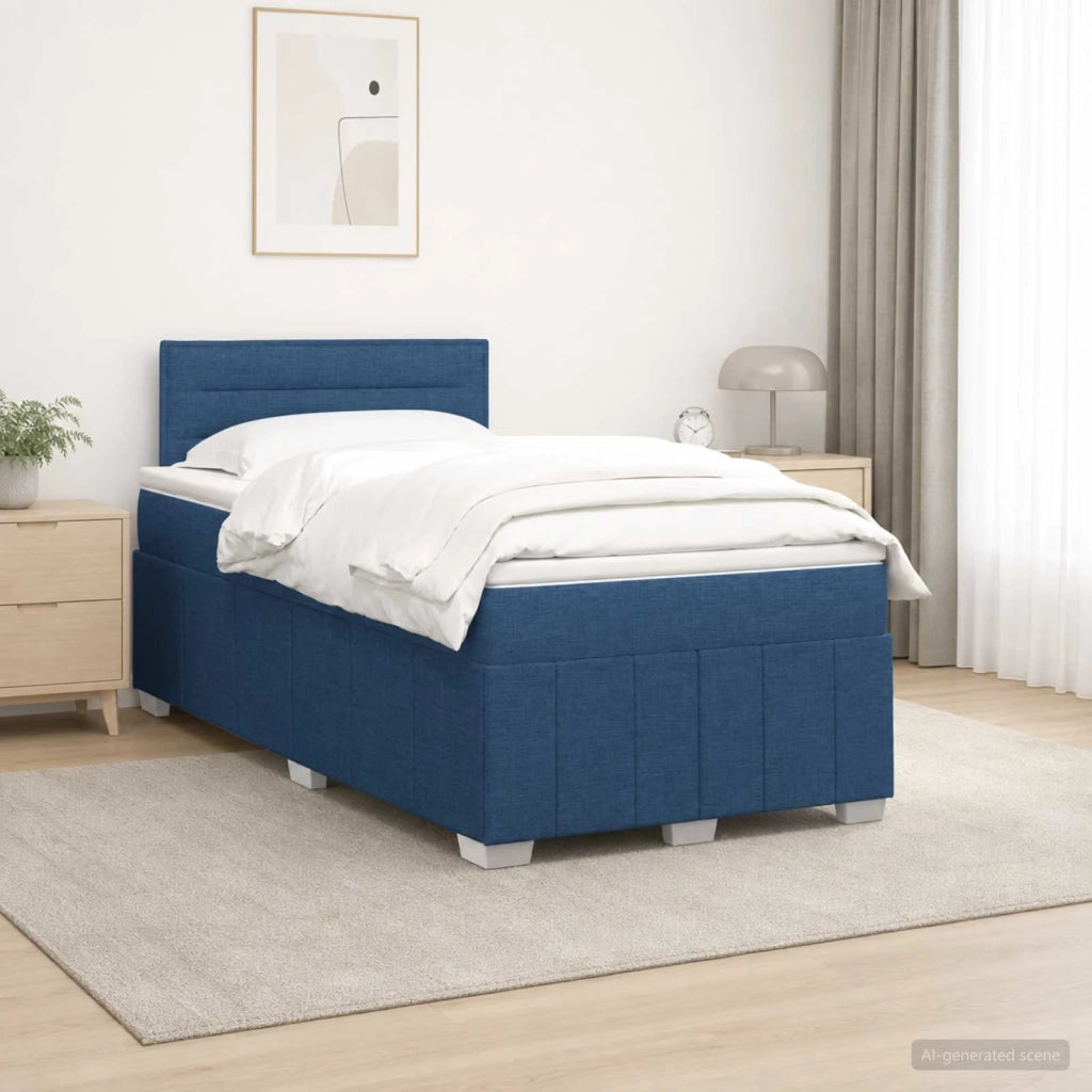 Letto box spring con materasso Blu 120 x 200 cm Tessuto 3452648