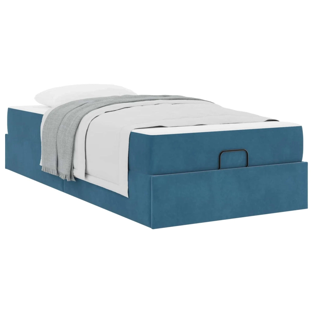 Struttura letto con materasso con materasso 2 pcs Blu Velluto