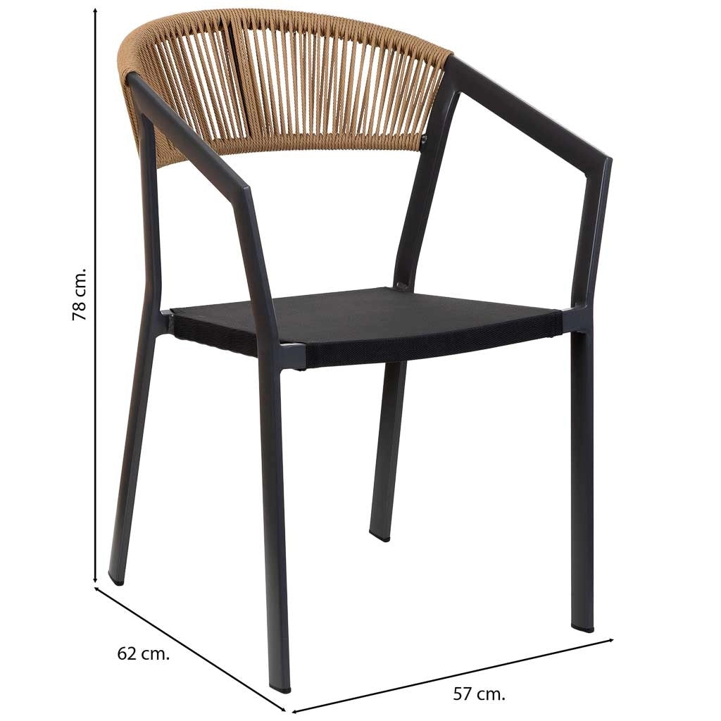 Sedia in alluminio nero 57x62x78