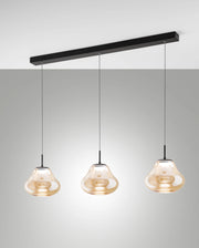 Lampada a Sospensione Deva 42W LED CCT Dimmerabile a step, Struttura in Metallo e Vetro Borosilicato Ambra, IP20 - Deva Collection