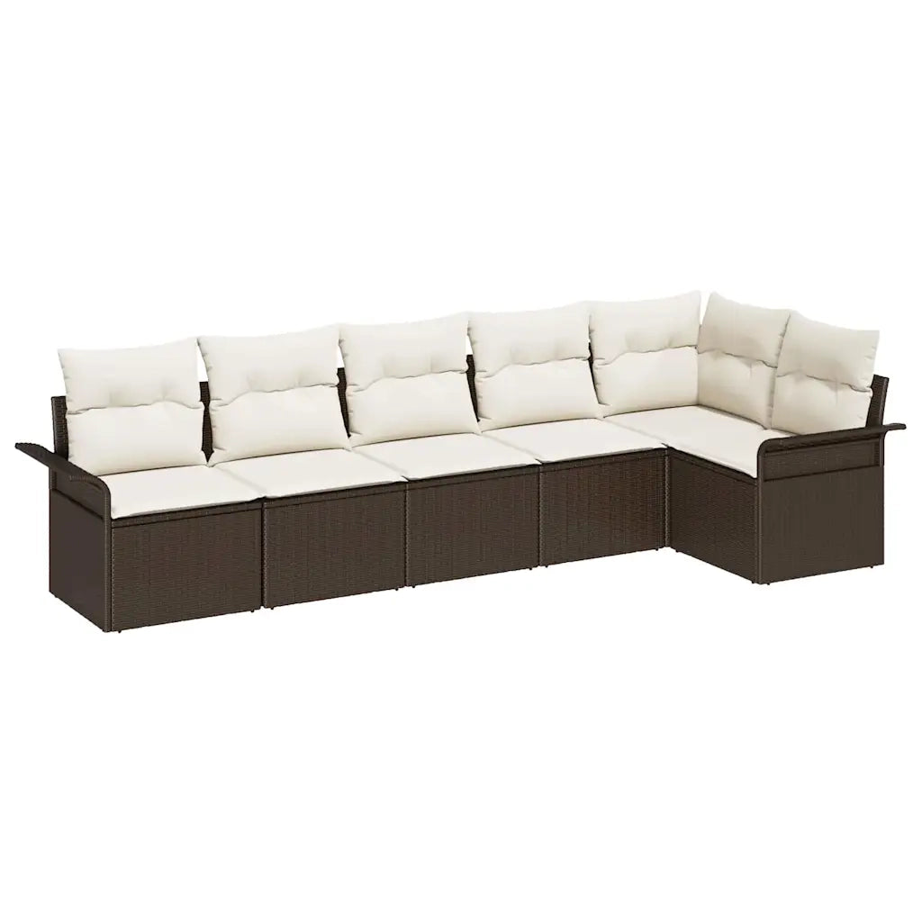 Set Divano da Giardino con cuscino 6 pcs Marrone polyrattan 3345378