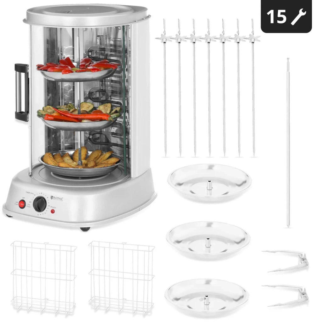 Girarrosto verticale macchina elettrica per spiedini di pollo mini griglia rotante 1800 watt 31 litri 14_0003231